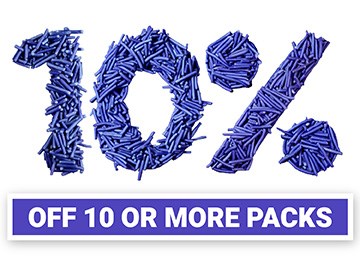 10% off 10 or more packs